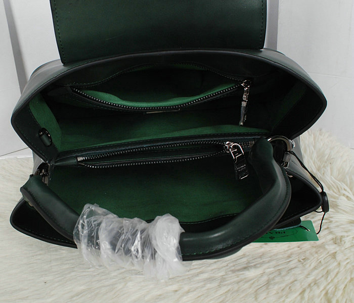 2014 Prada calf leather tote bag BN2603 darkgreen